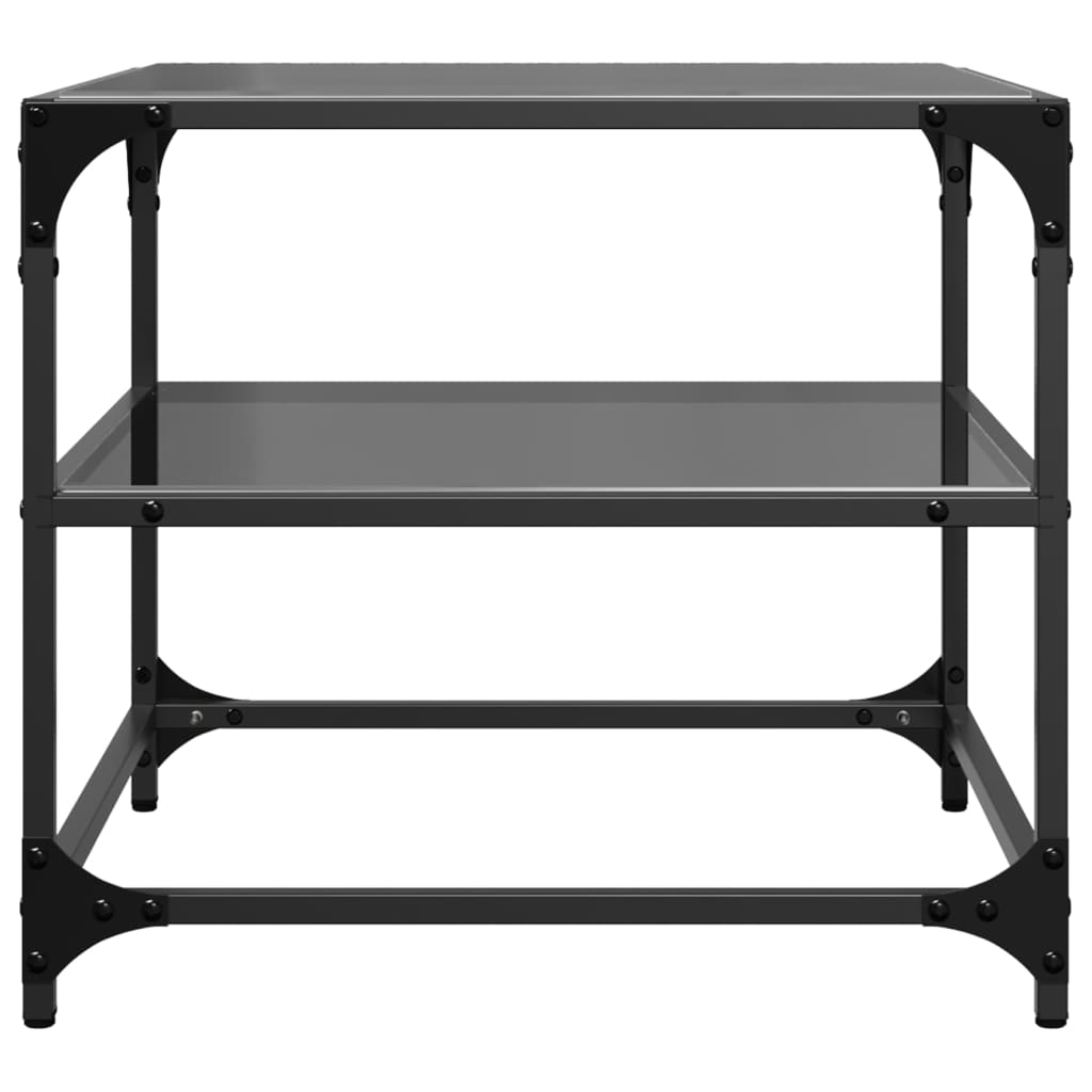 Sofaborde med glasplader 2 stk Sort 50x50x45 cm Stål