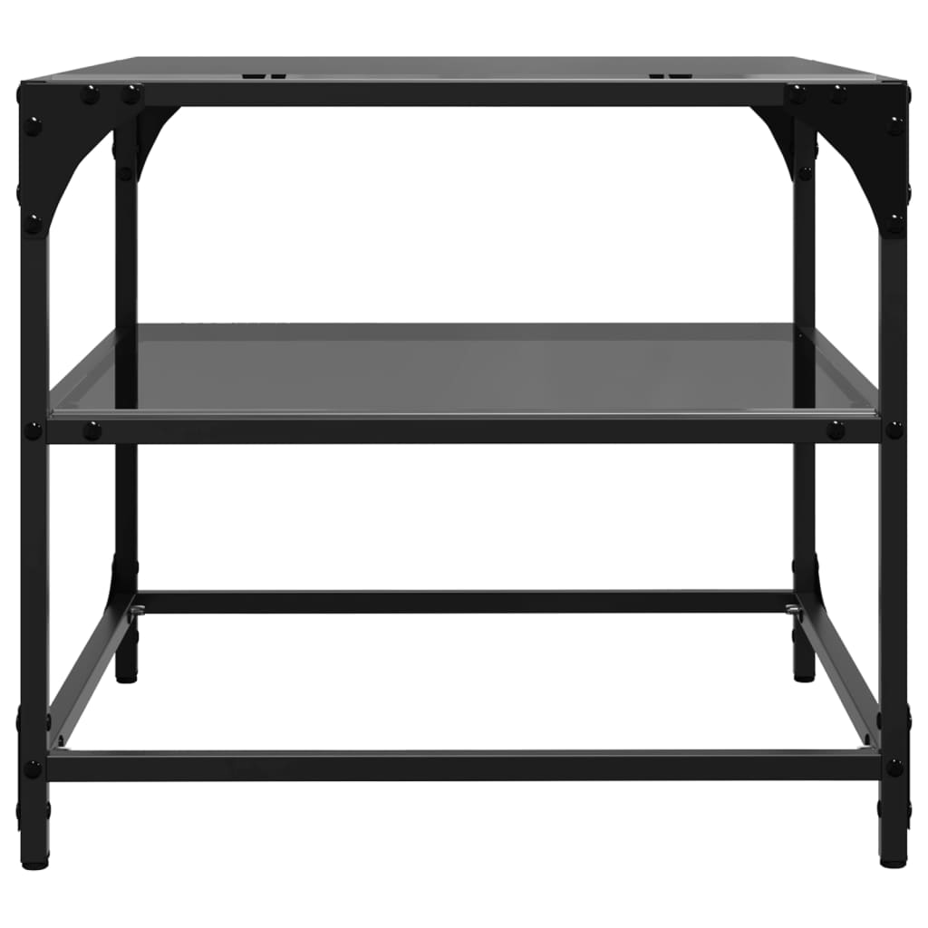 Sofaborde med glasplader 2 stk Sort 50x50x45 cm Stål