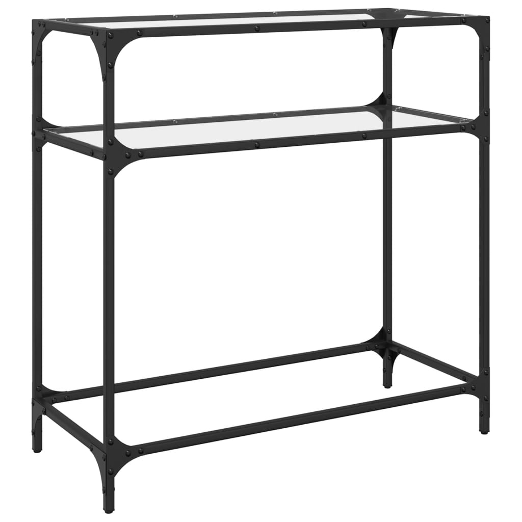 Konsolbord med glasplade Gennemsigtig 80x35x81 cm Stål