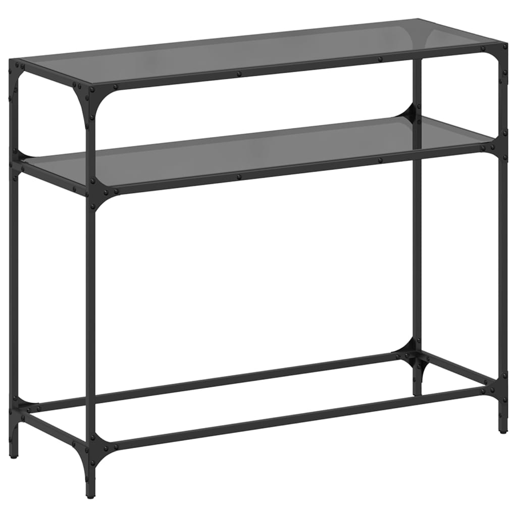 Konsolbord med glasplade sort 98x35x81 cm stål