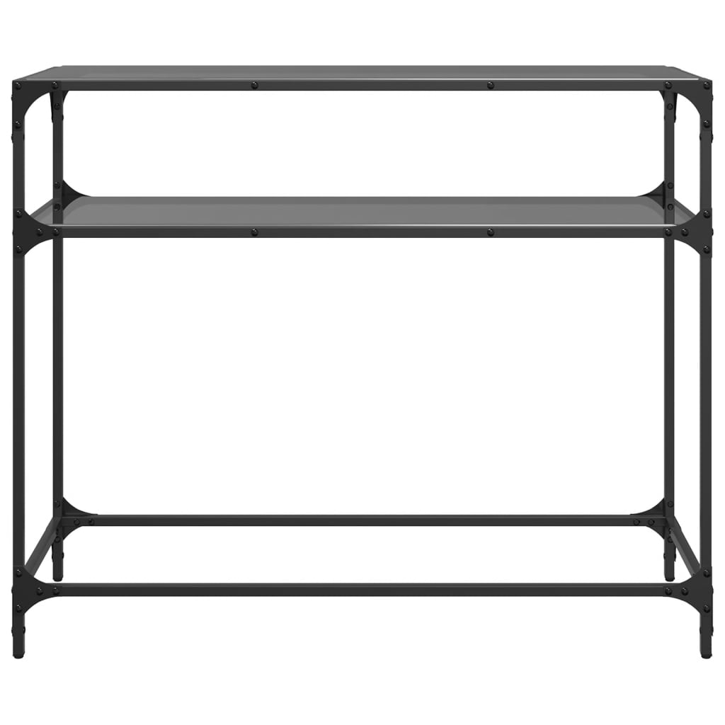 Konsolbord med glasplade sort 98x35x81 cm stål