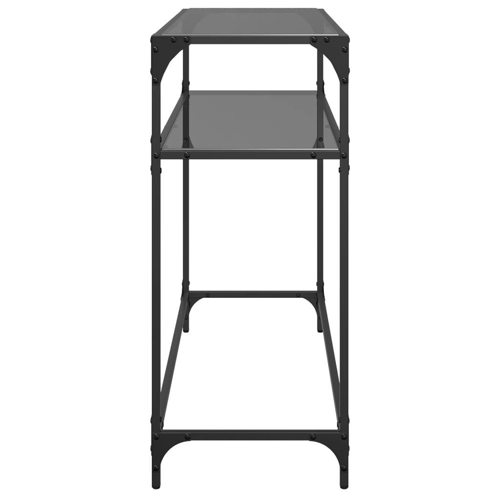 Konsolbord med glasplade sort 98x35x81 cm stål