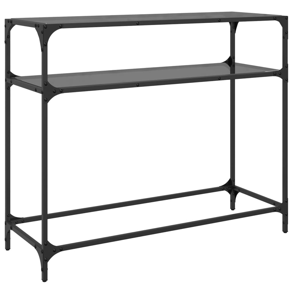 Konsolbord med glasplade sort 98x35x81 cm stål