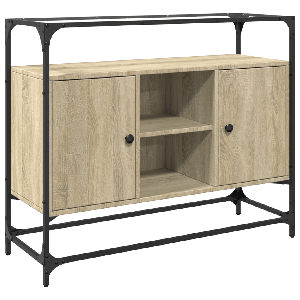 Skænk med glasplade Sonoma eg 98x35x81 cm træmateriale