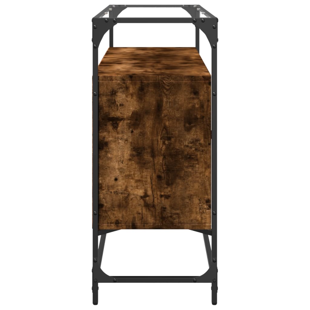 Skænk med glasplade røget eg 98x35x81 cm træmateriale