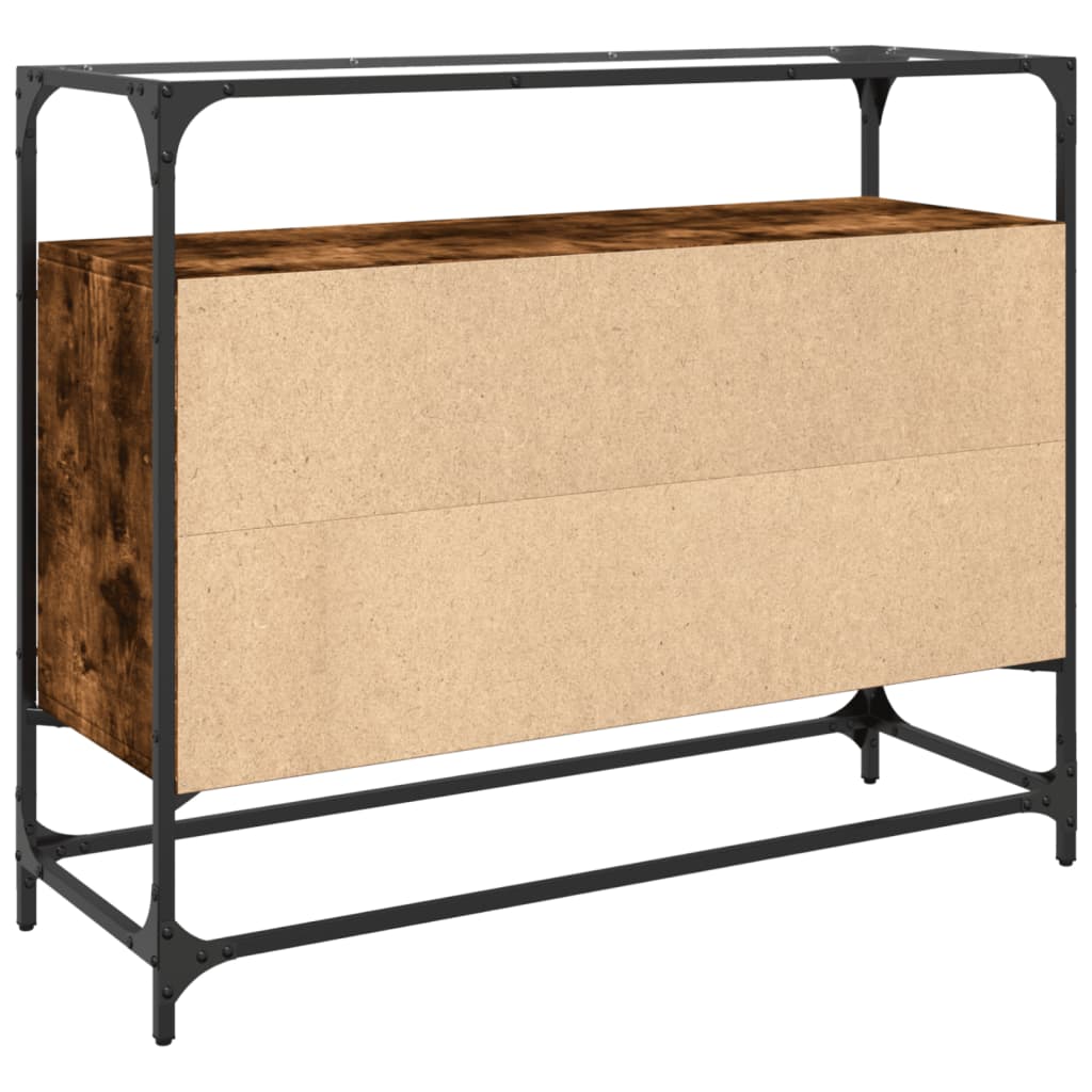 Skænk med glasplade røget eg 98x35x81 cm træmateriale