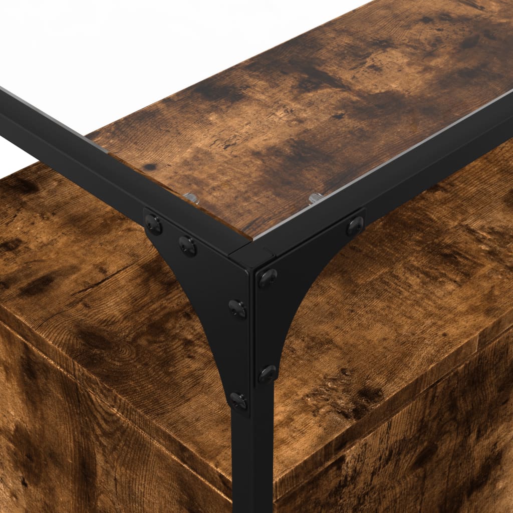Skænk med glasplade røget eg 98x35x81 cm træmateriale
