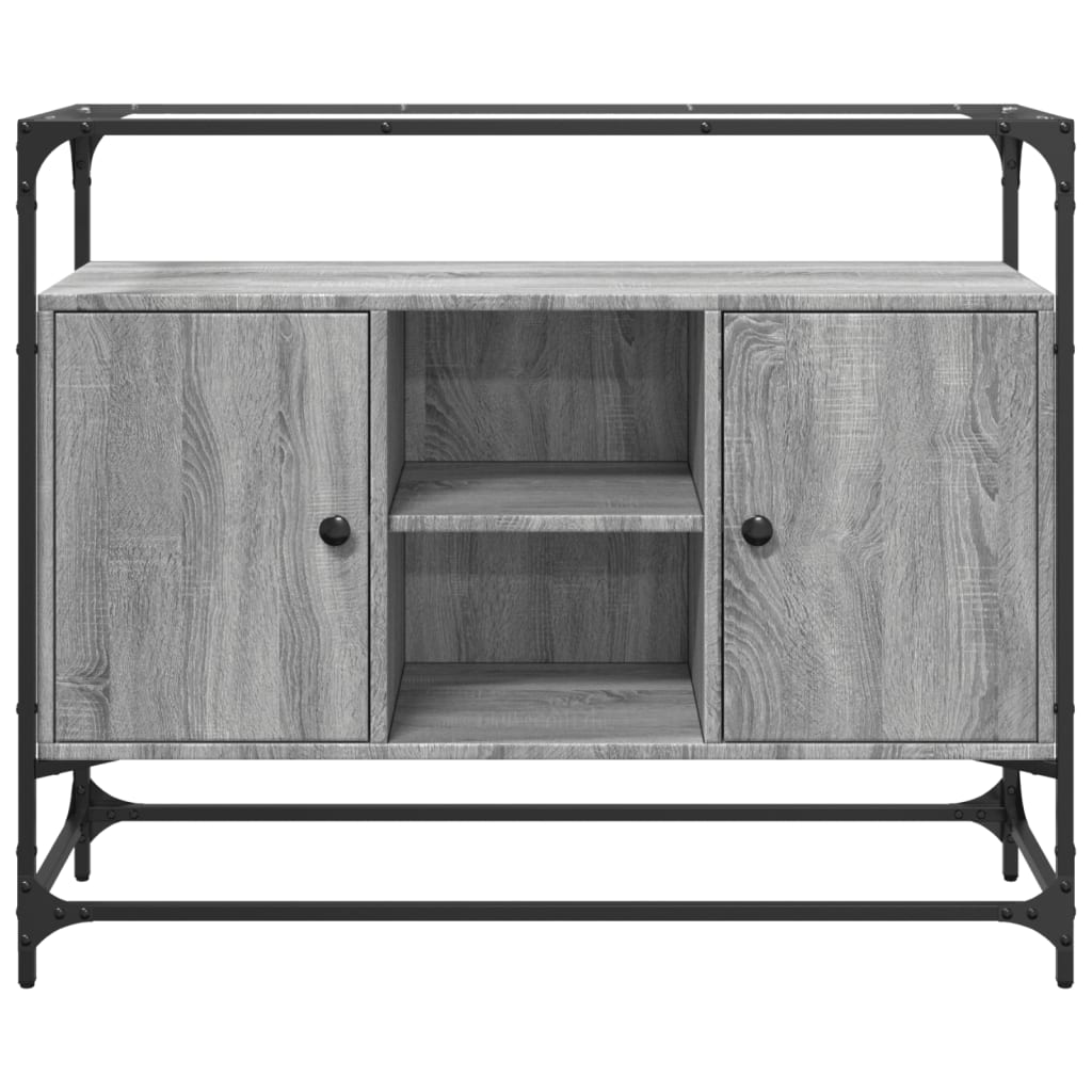 Skænk med glasplade Grå Sonoma 98x35x81 cm træmateriale