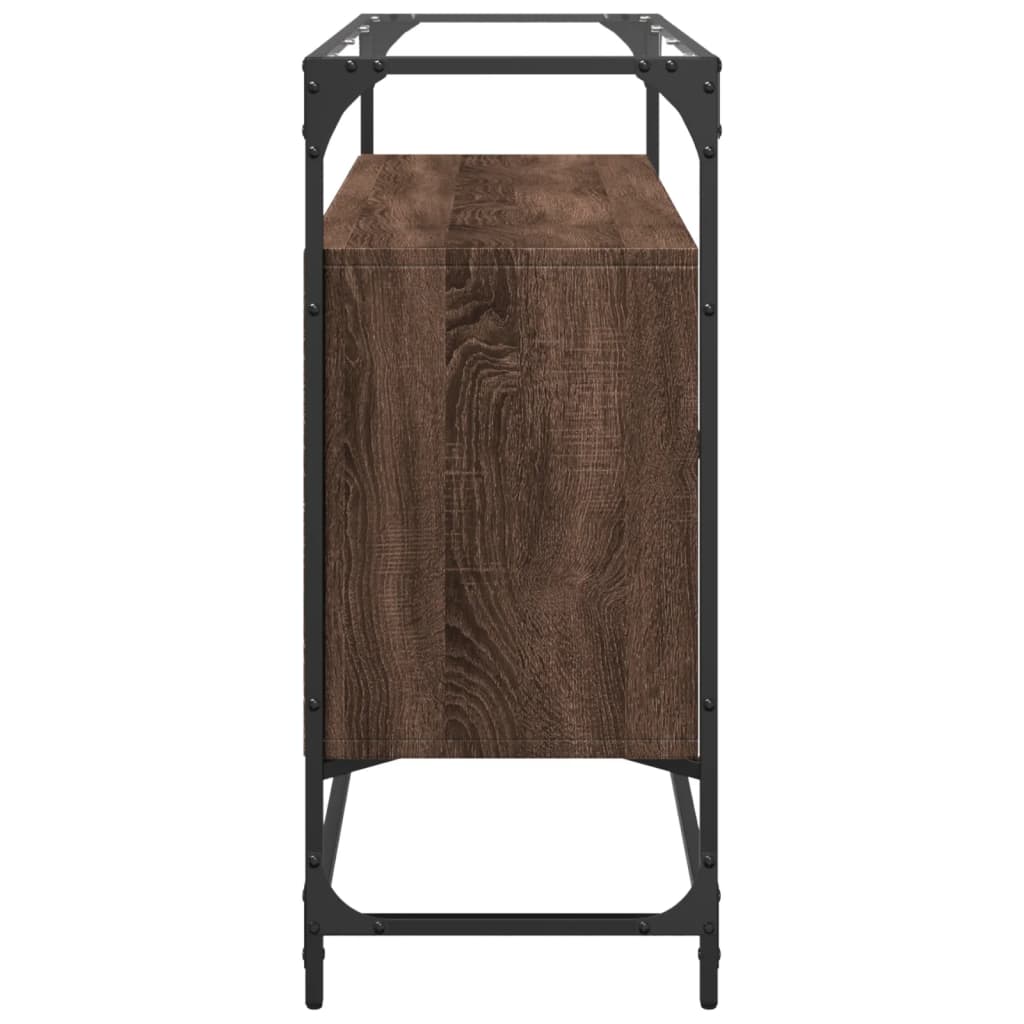 Skænk med glasplade brun eg 98x35x81 cm træmateriale