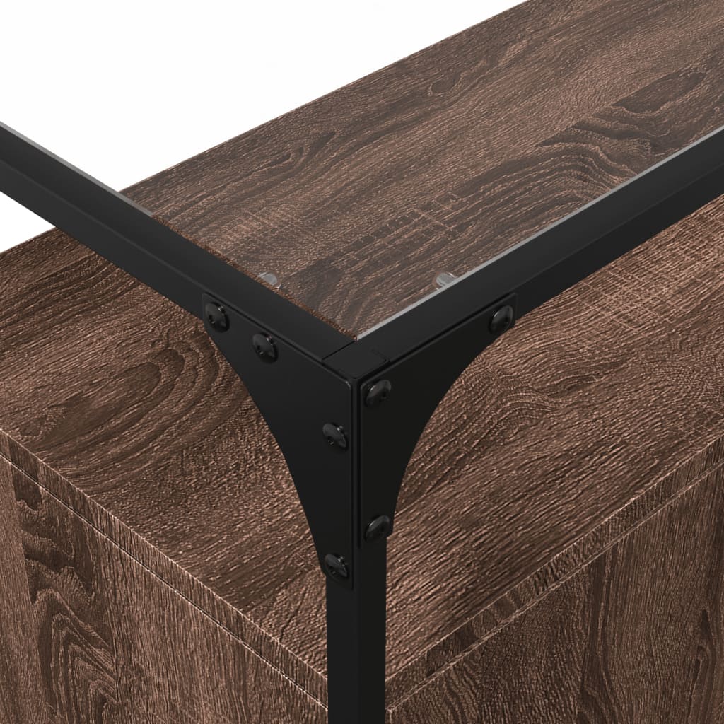Skænk med glasplade brun eg 98x35x81 cm træmateriale