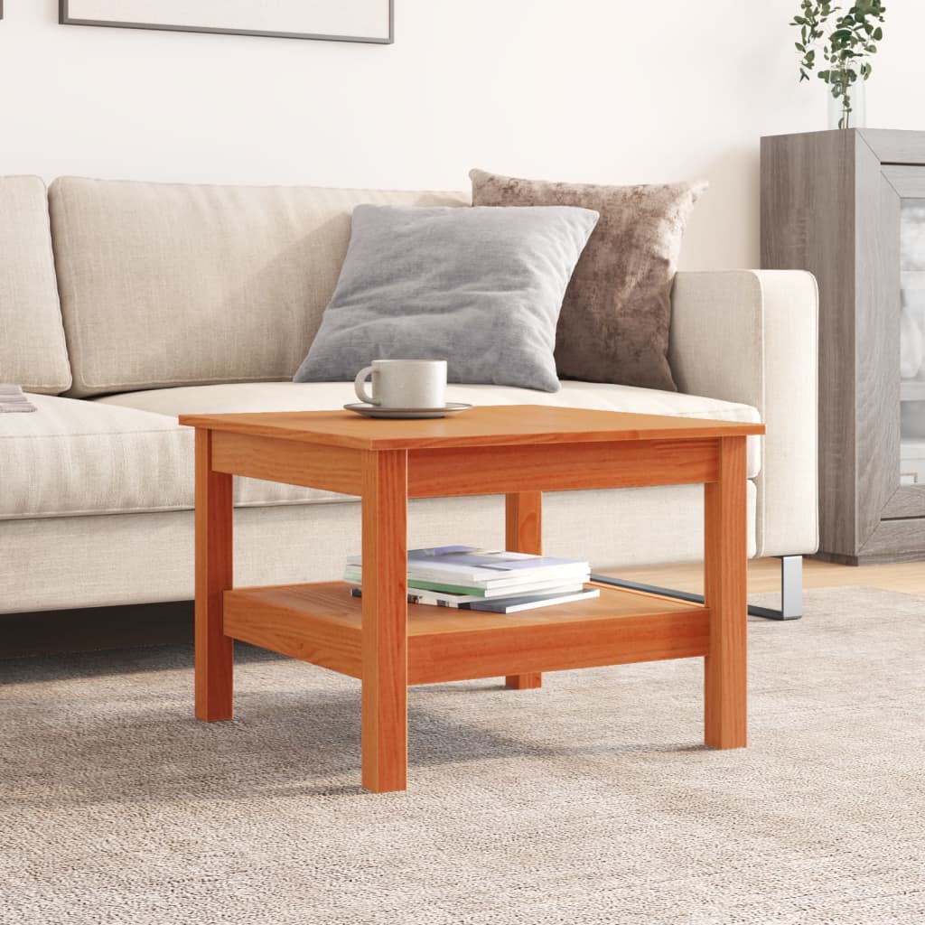 Sofabord voksbrun 55x55x40 cm massivt fyrretræ