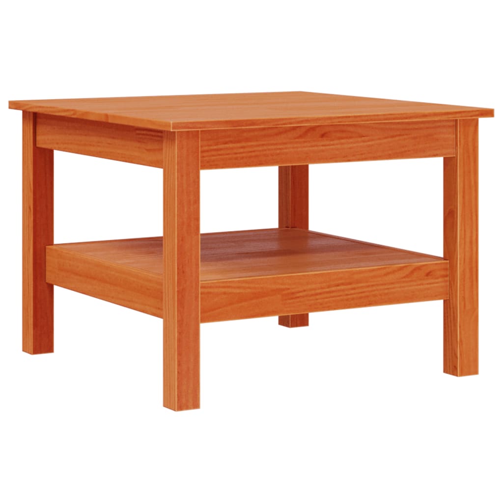 Sofabord voksbrun 55x55x40 cm massivt fyrretræ