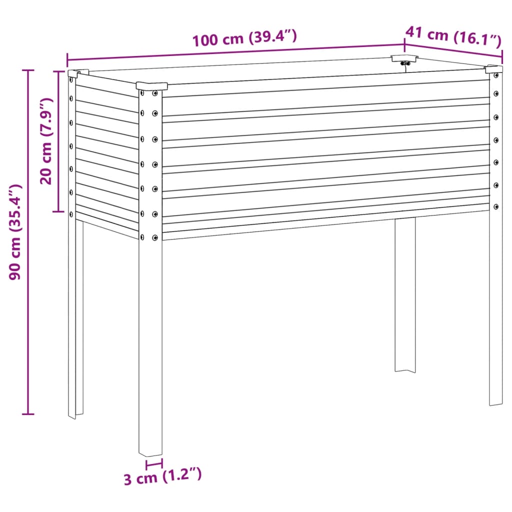 Pflanzkübel Grün 100x45x90 cm Stahl