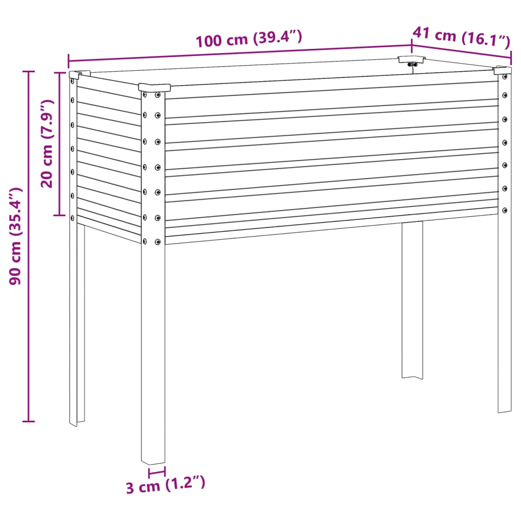 Pflanzkübel Grau 100x45x90 cm Stahl