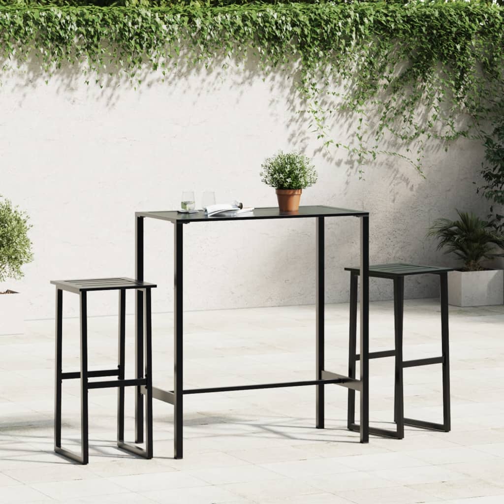 Barstol 2 stk Sort 38x38x80 cm Pulverlakeret stål