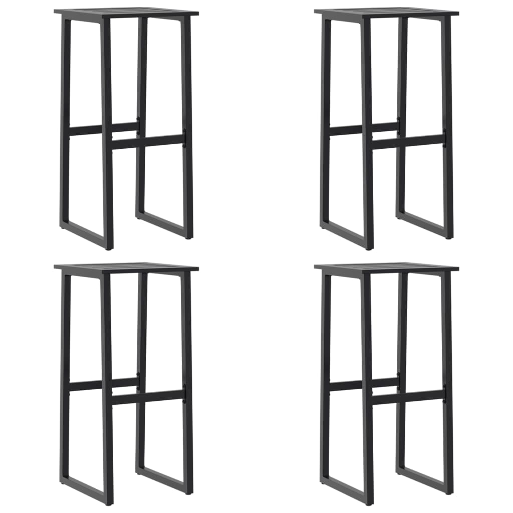 Barstol 4 stk Sort 38x38x80 cm Pulverlakeret stål