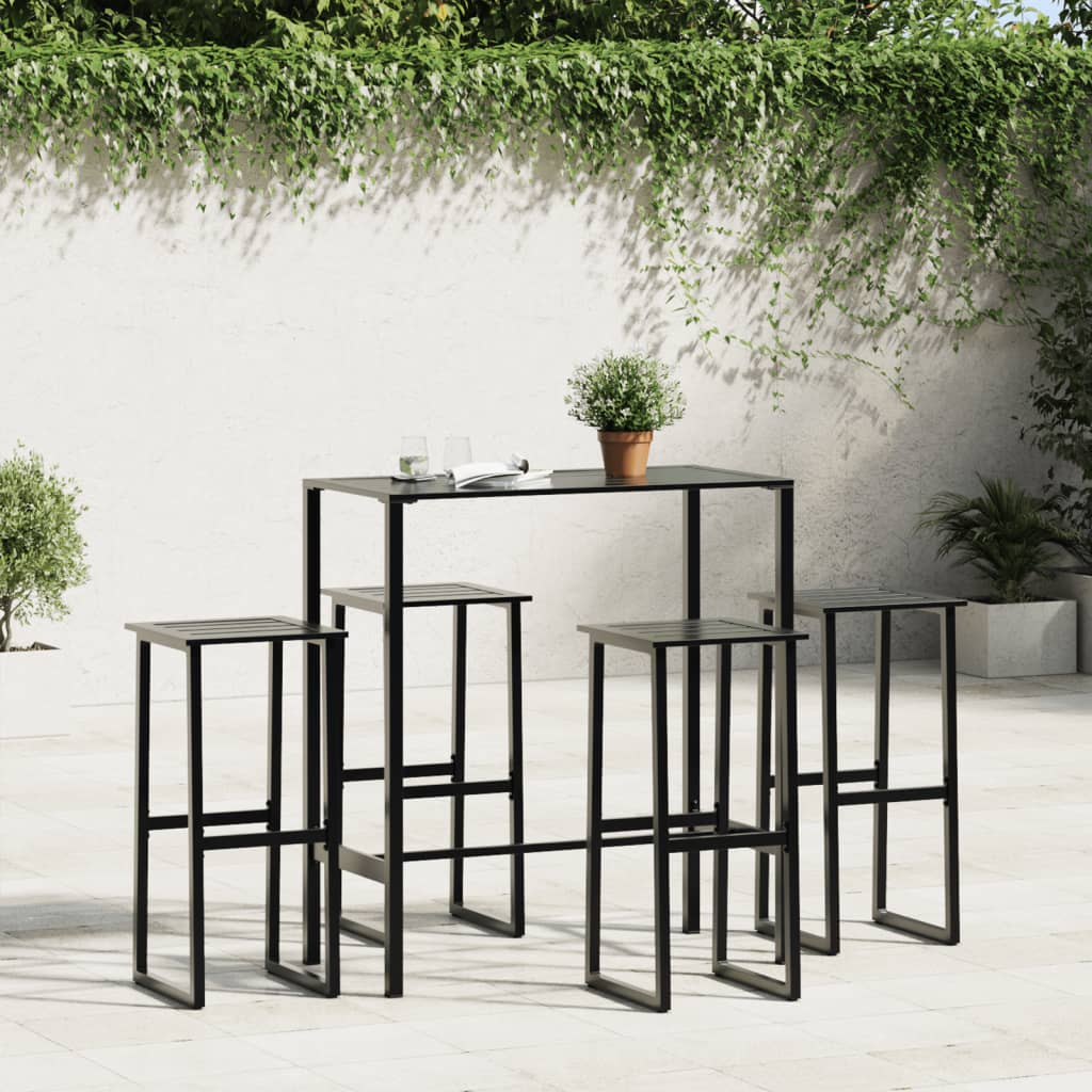 Barstol 4 stk Sort 38x38x80 cm Pulverlakeret stål