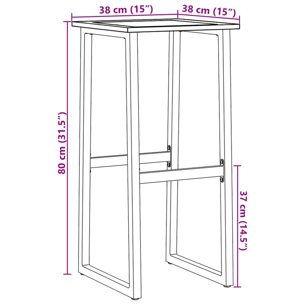 Barstol 4 stk Sort 38x38x80 cm Pulverlakeret stål