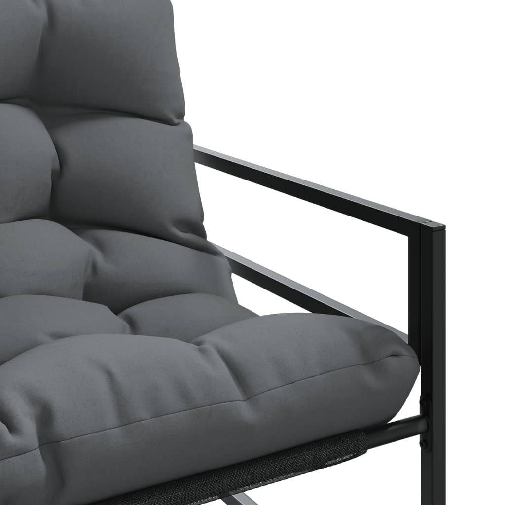 Havebænk med pude antracit 113 cm stål