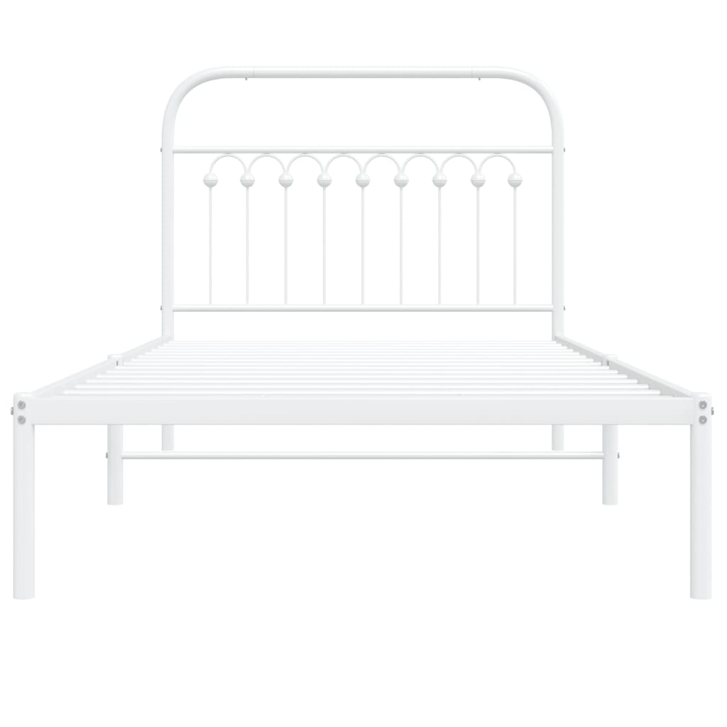 Sengeramme med sengegavl metal hvid 100x200 cm