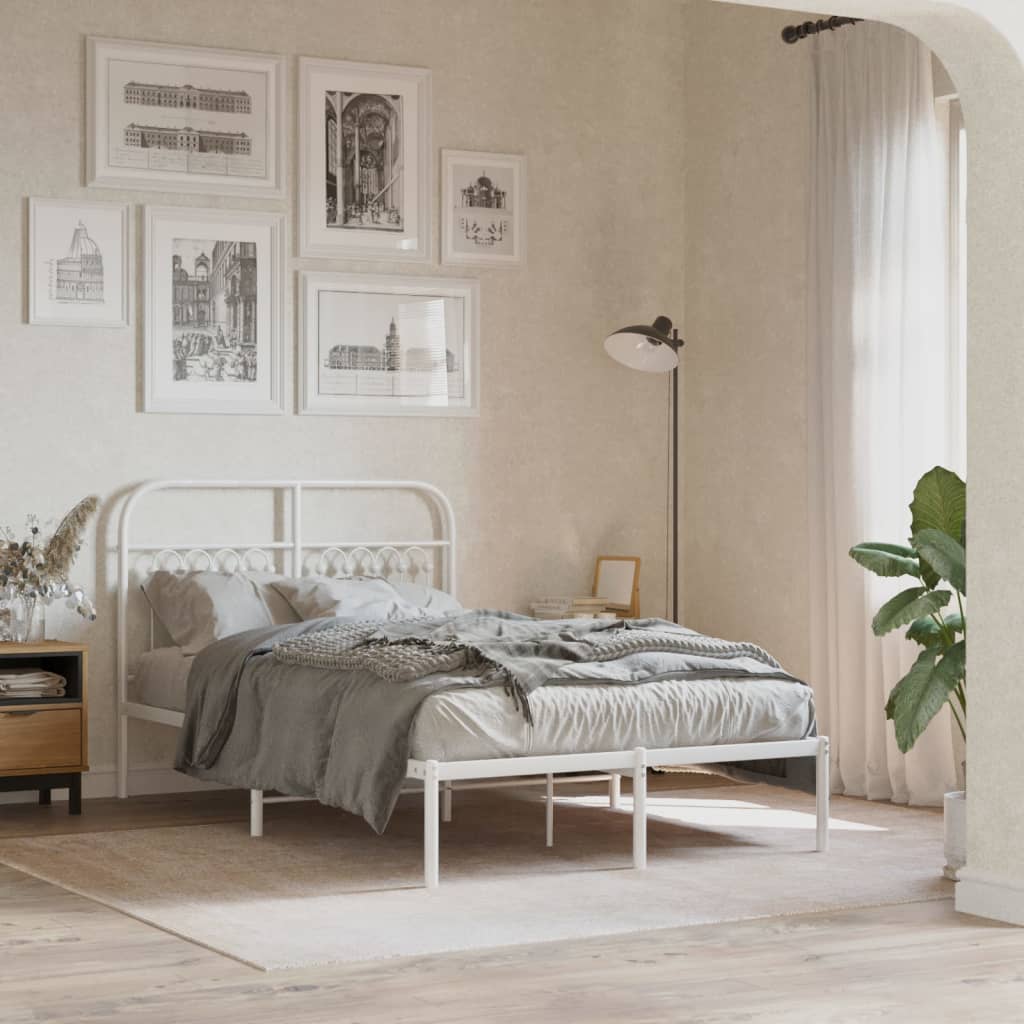 Sengeramme med sengegavl metal hvid 120x190 cm