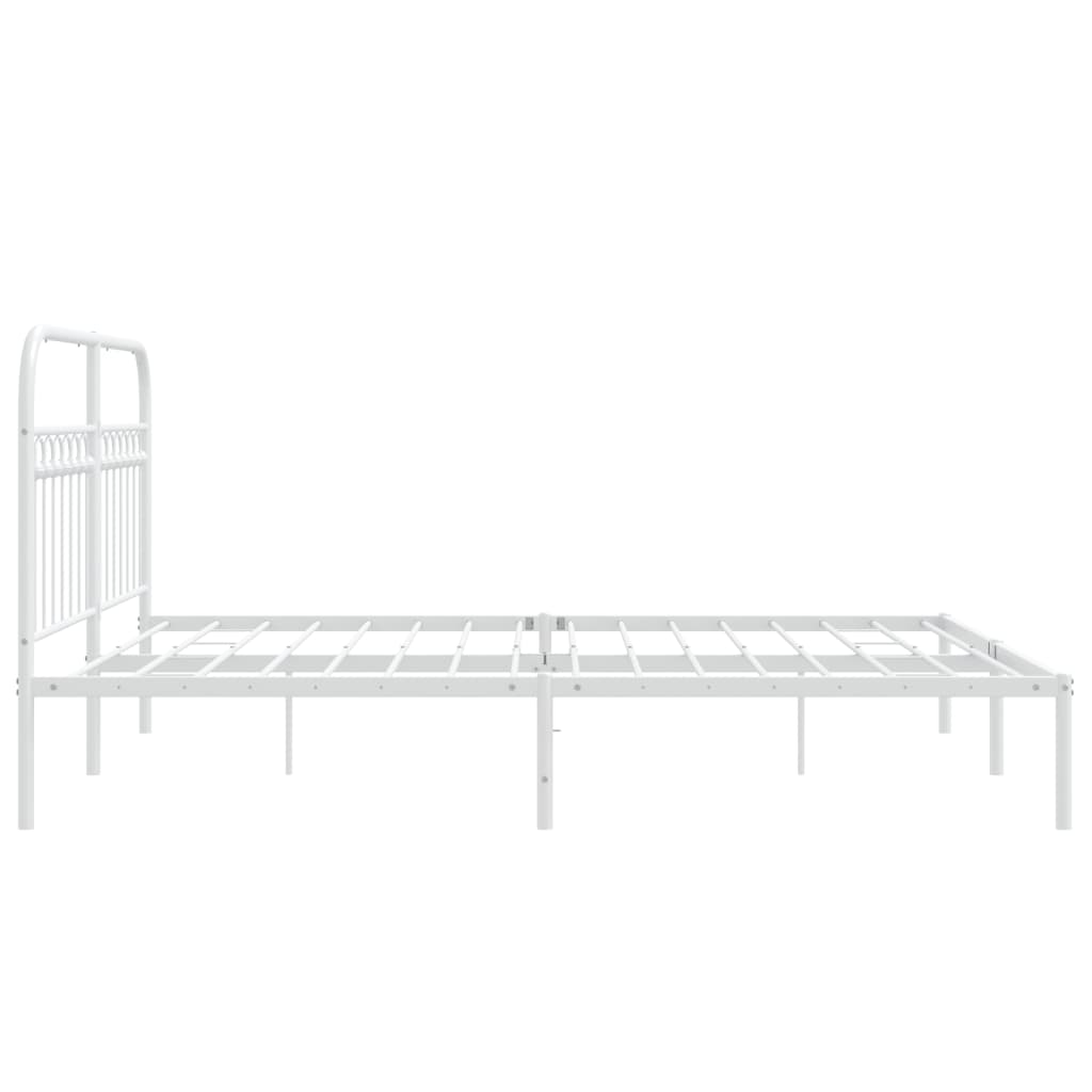 Sengeramme med sengegavl metal hvid 150x200 cm