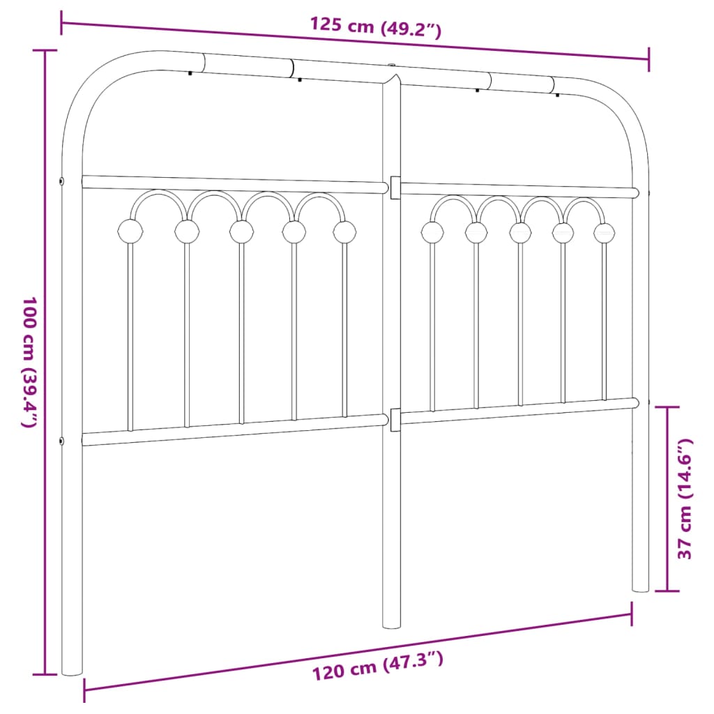 Sengegavl Metal Hvid 120 cm