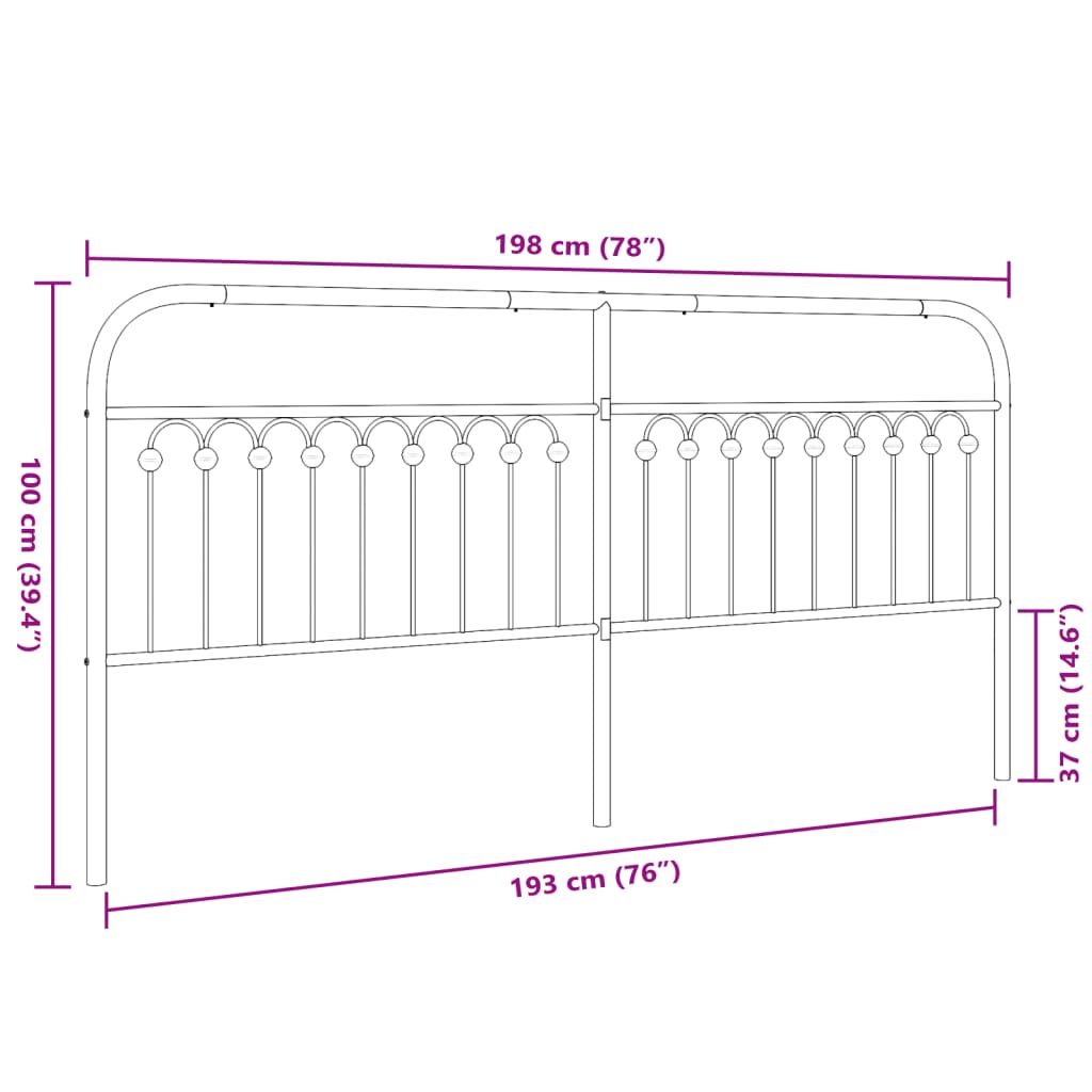 Sengegavl Metal Hvid 193 cm