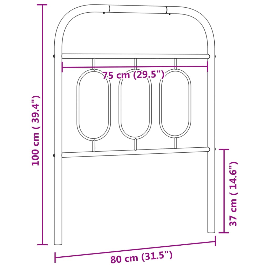 Sengegavl Metal Hvid 75 cm