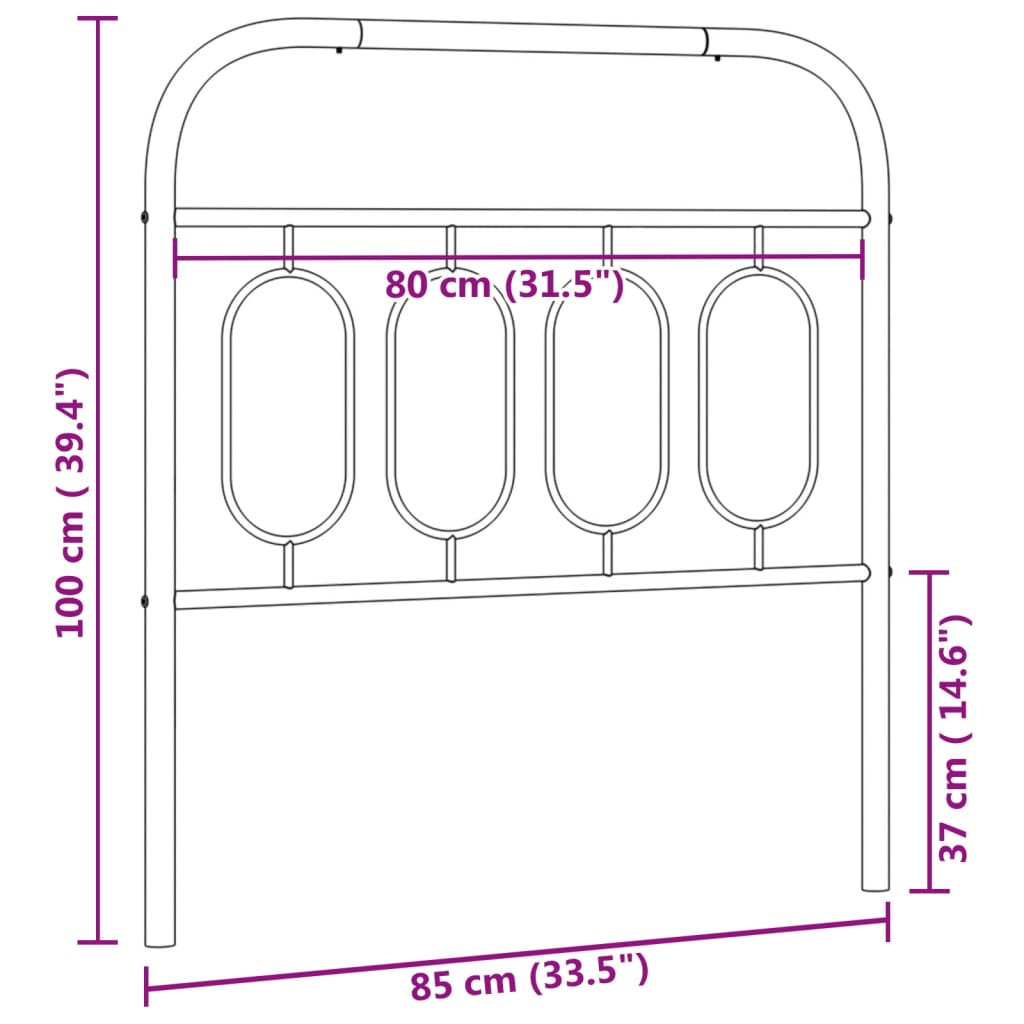 Sengegavl Metal Hvid 80 cm