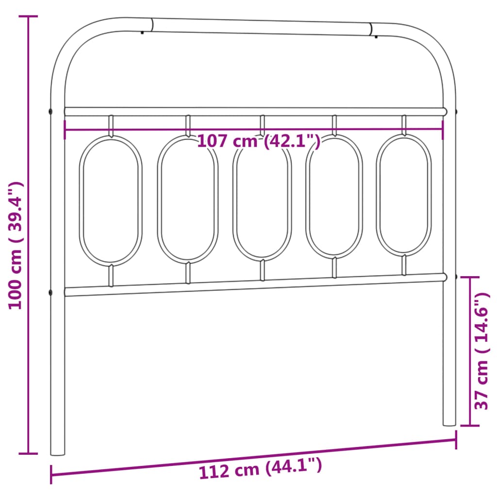 Sengegavl Metal Hvid 107 cm