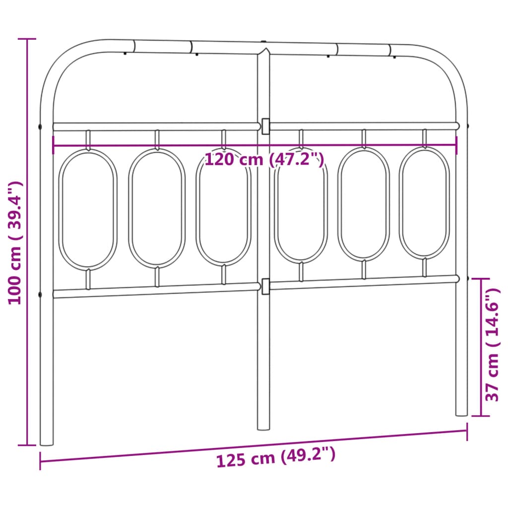 Sengegavl Metal Hvid 120 cm