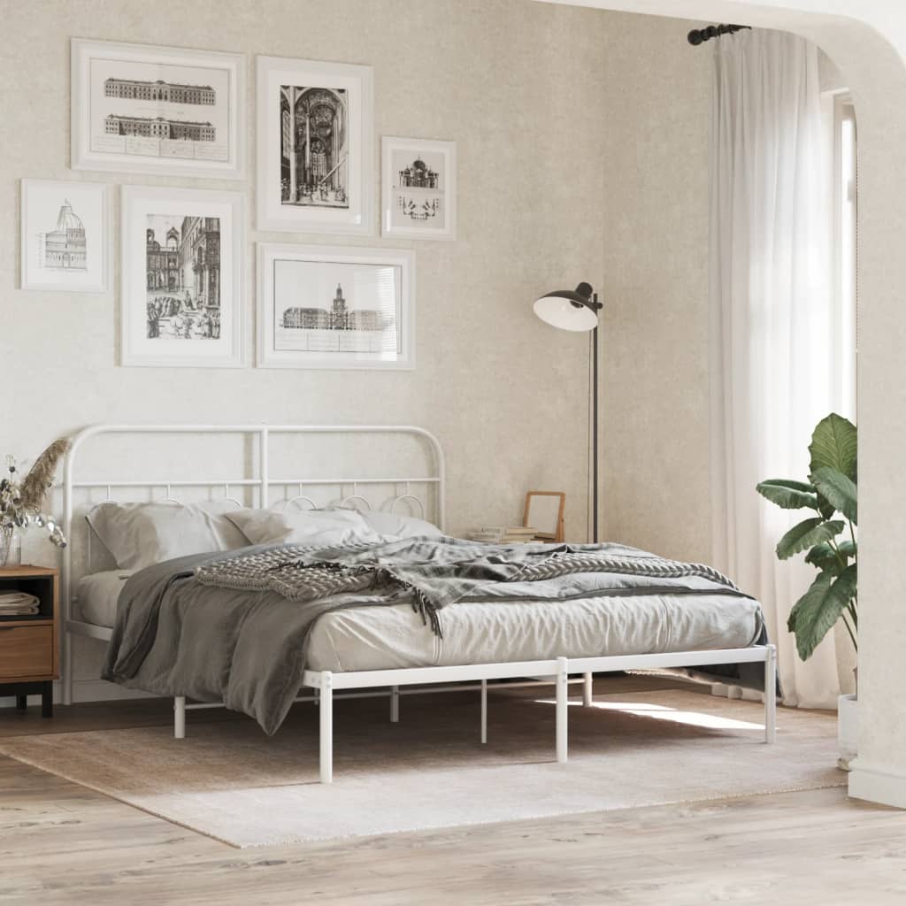 Sengegavl Metal Hvid 137 cm