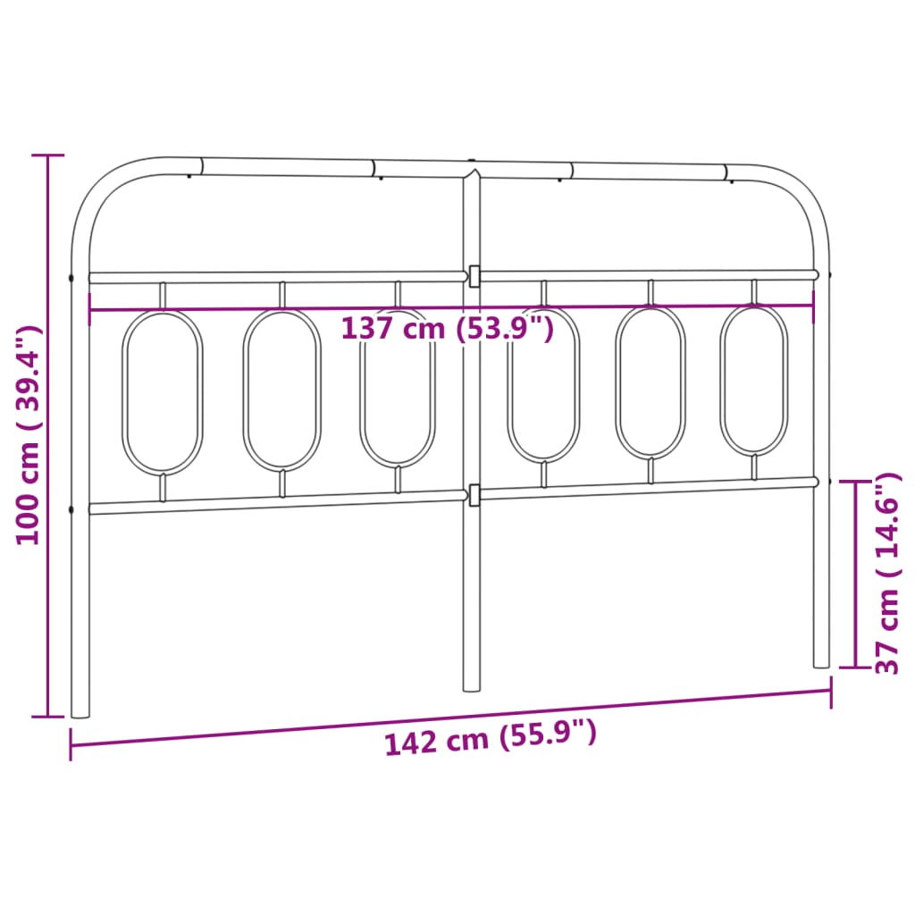 Sengegavl Metal Hvid 137 cm