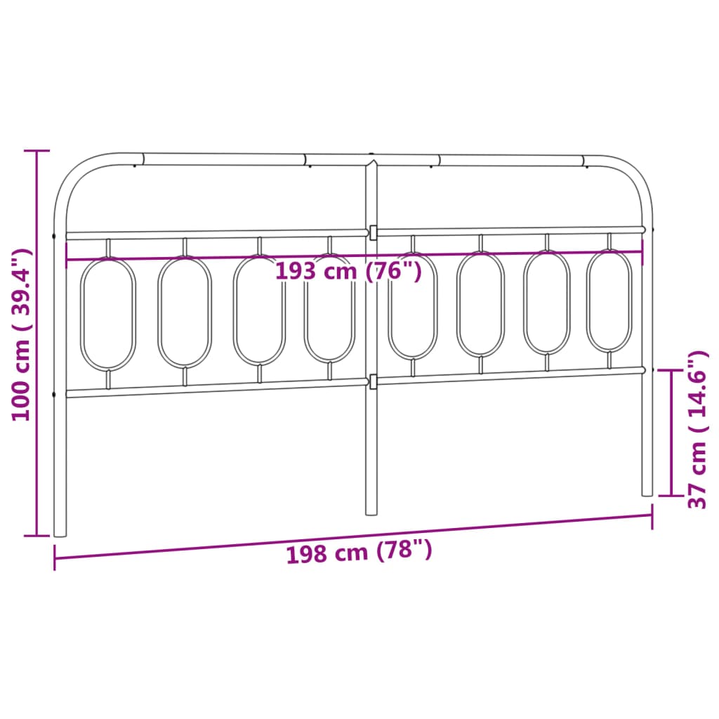 Sengegavl Metal Hvid 193 cm