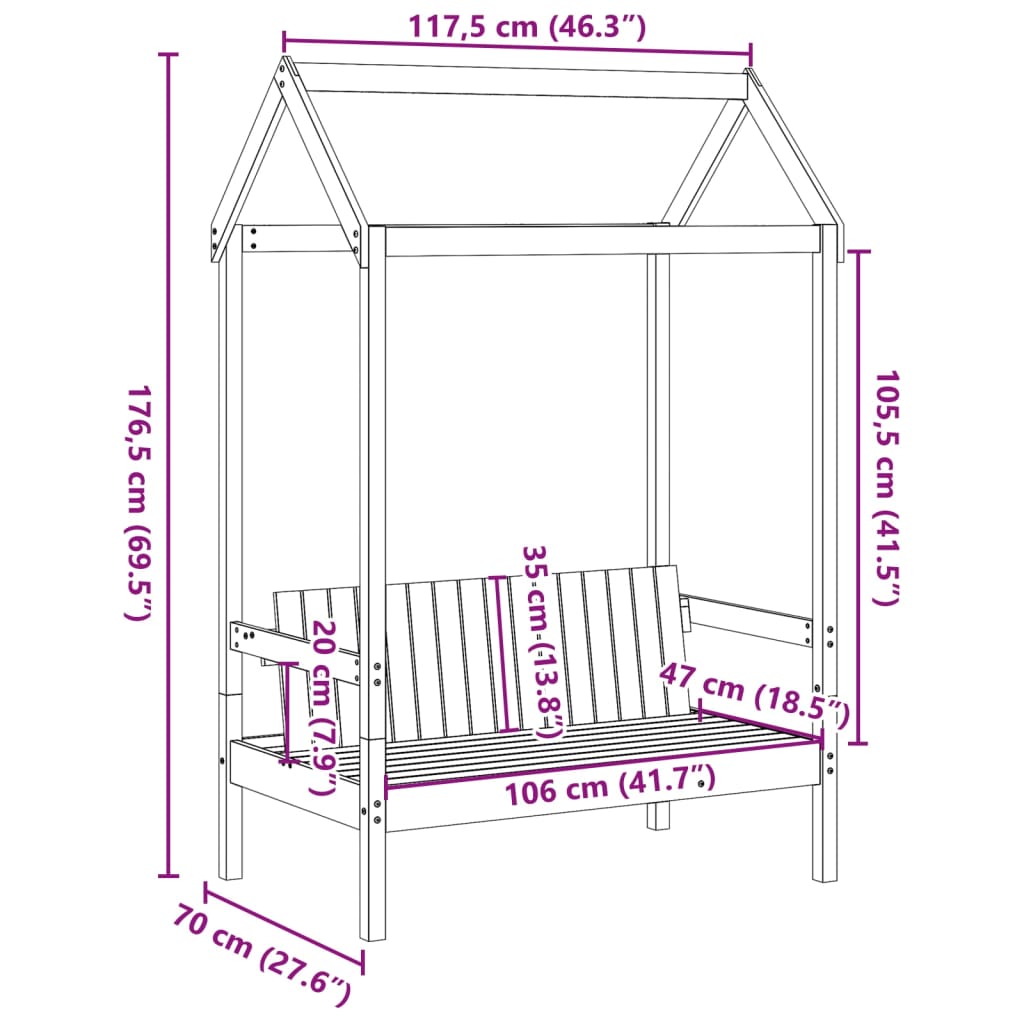 Bænk med tagvoks brun 117,5x70x176,5 cm massivt fyrretræ