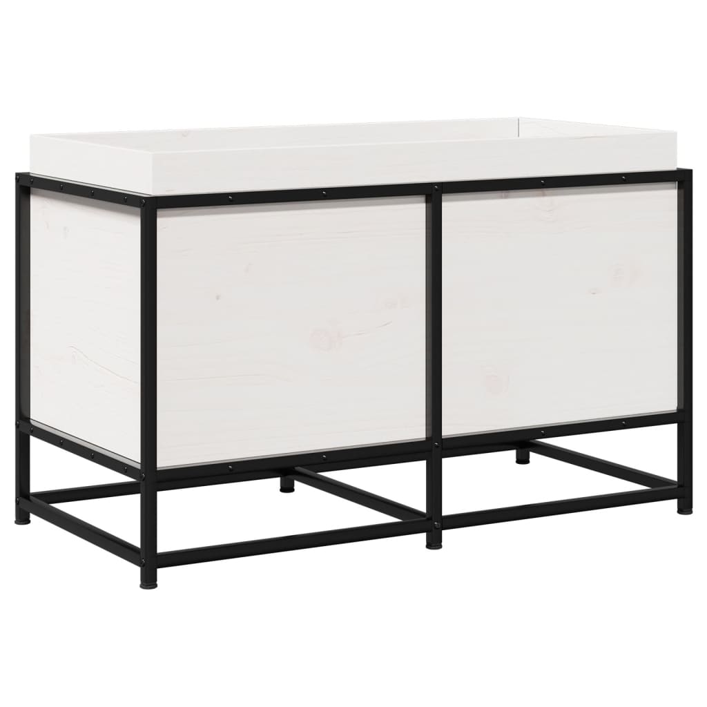 Plantepotte Hvid 80x40x50 cm Massiv Fyrretræ