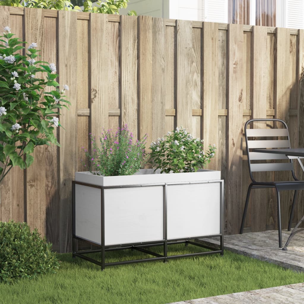 Plantepotte Hvid 80x40x50 cm Massiv Fyrretræ