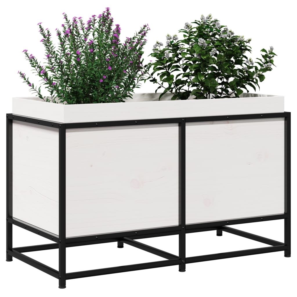 Plantepotte Hvid 80x40x50 cm Massiv Fyrretræ
