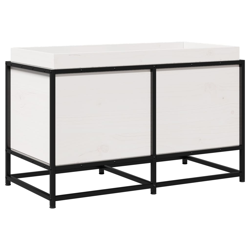 Plantepotte Hvid 80x40x50 cm Massiv Fyrretræ