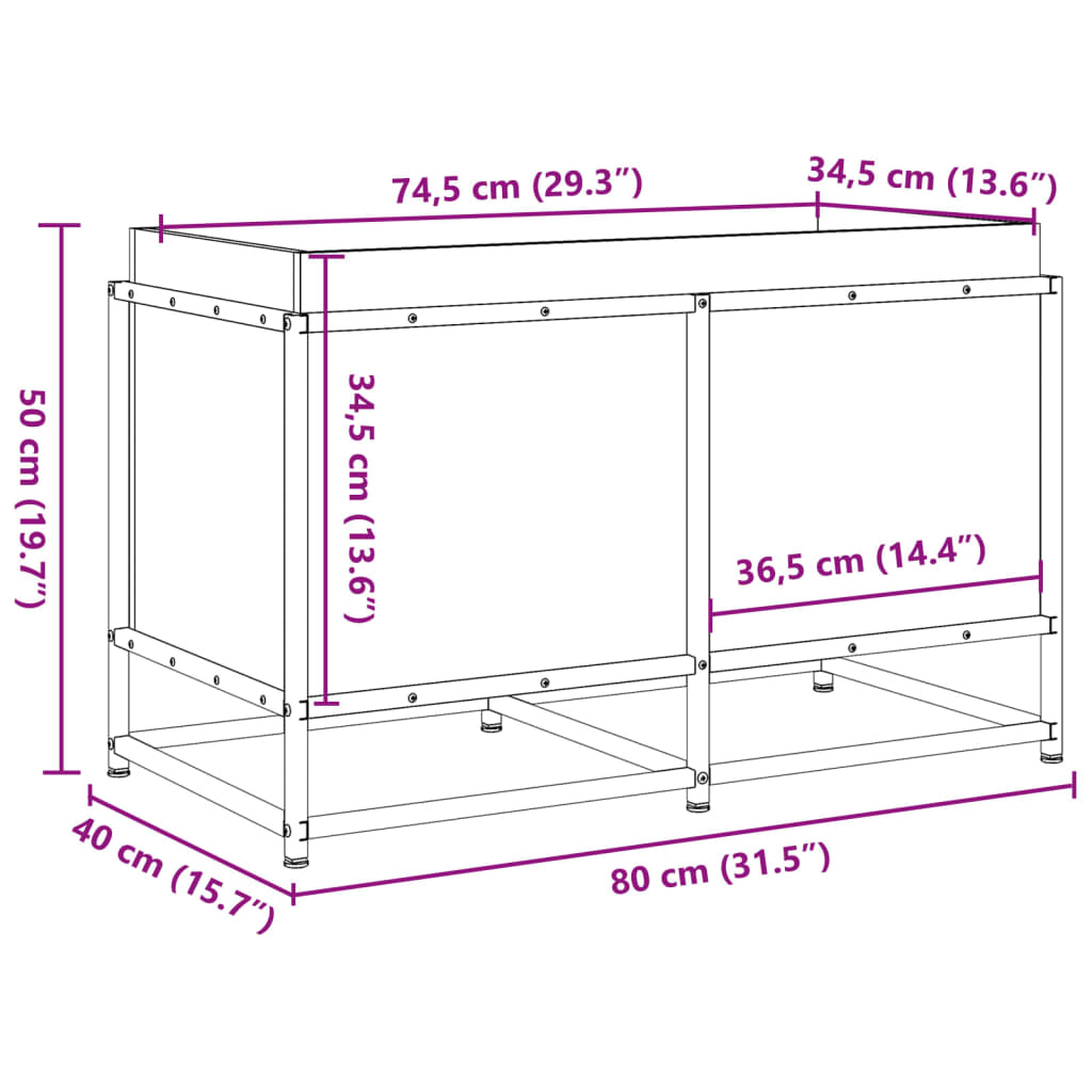 Plantepotte Hvid 80x40x50 cm Massiv Fyrretræ