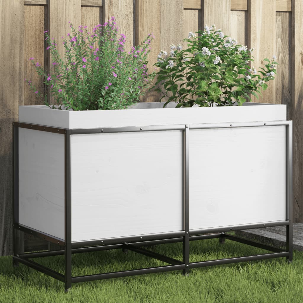 Plantepotte Hvid 80x40x50 cm Massiv Fyrretræ