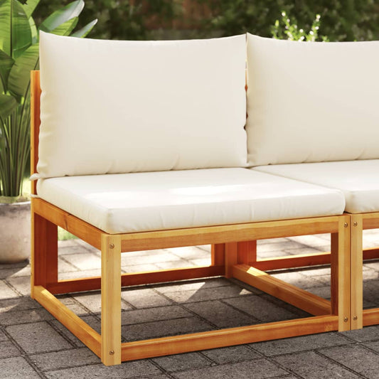 Gartensofa ohne Armlehnen mit Kissen Holz Akazie & Rattan