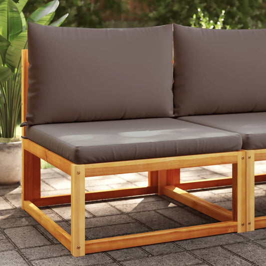 Gartensofa ohne Armlehnen mit Kissen Holz Akazie & Rattan