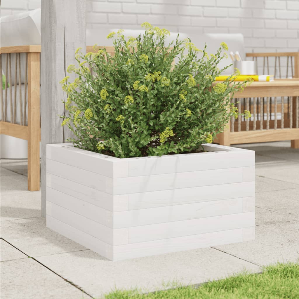 Plantepotte Hvid 40x40x23 cm Massiv Fyrretræ