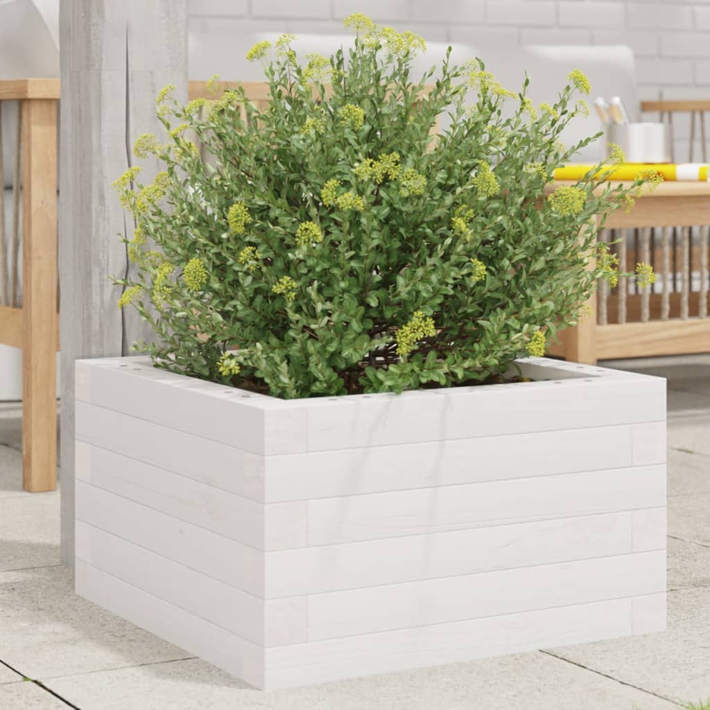 Plantepotte Hvid 40x40x23 cm Massiv Fyrretræ