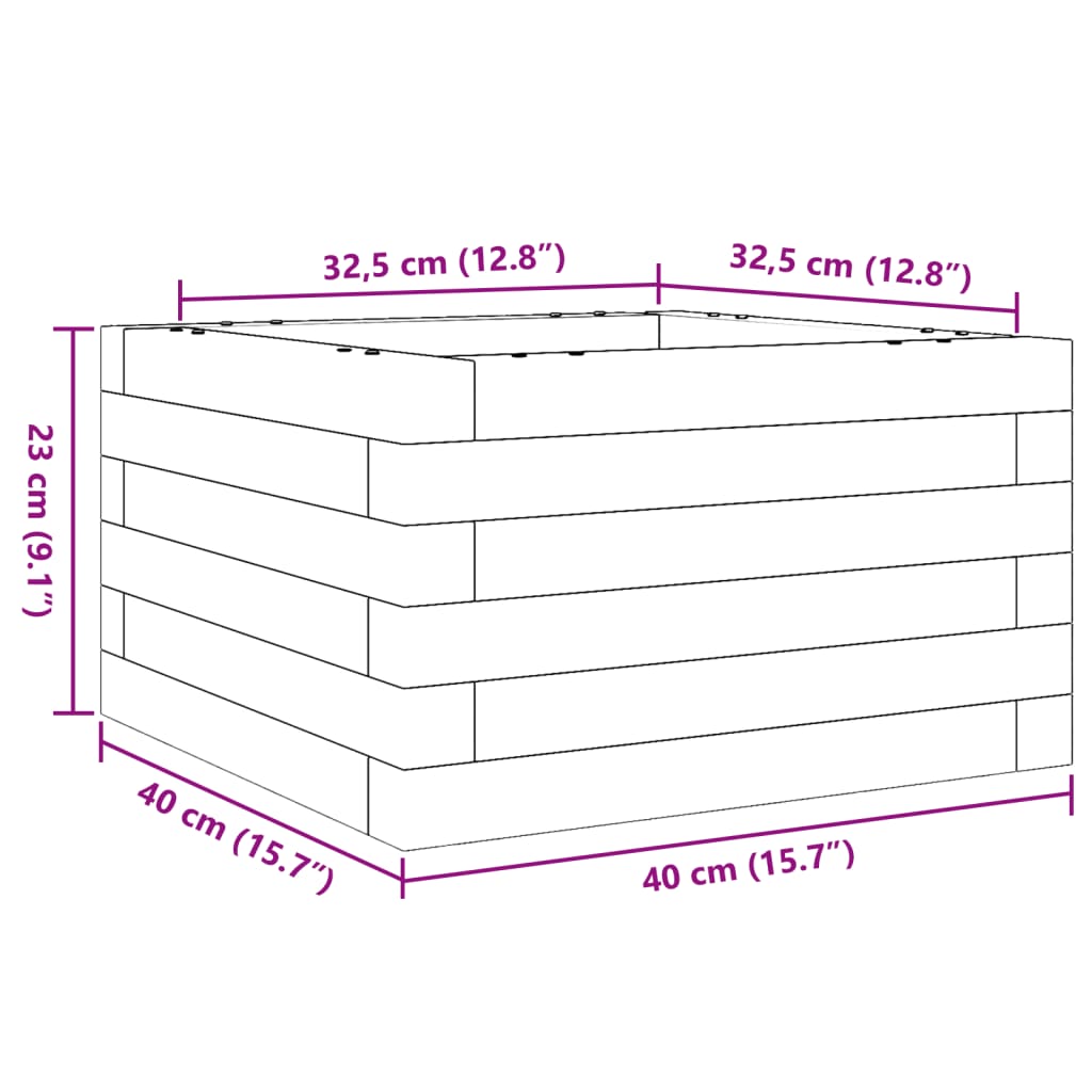 Plantekrukke voks brun 40x40x23 cm massivt fyrretræ