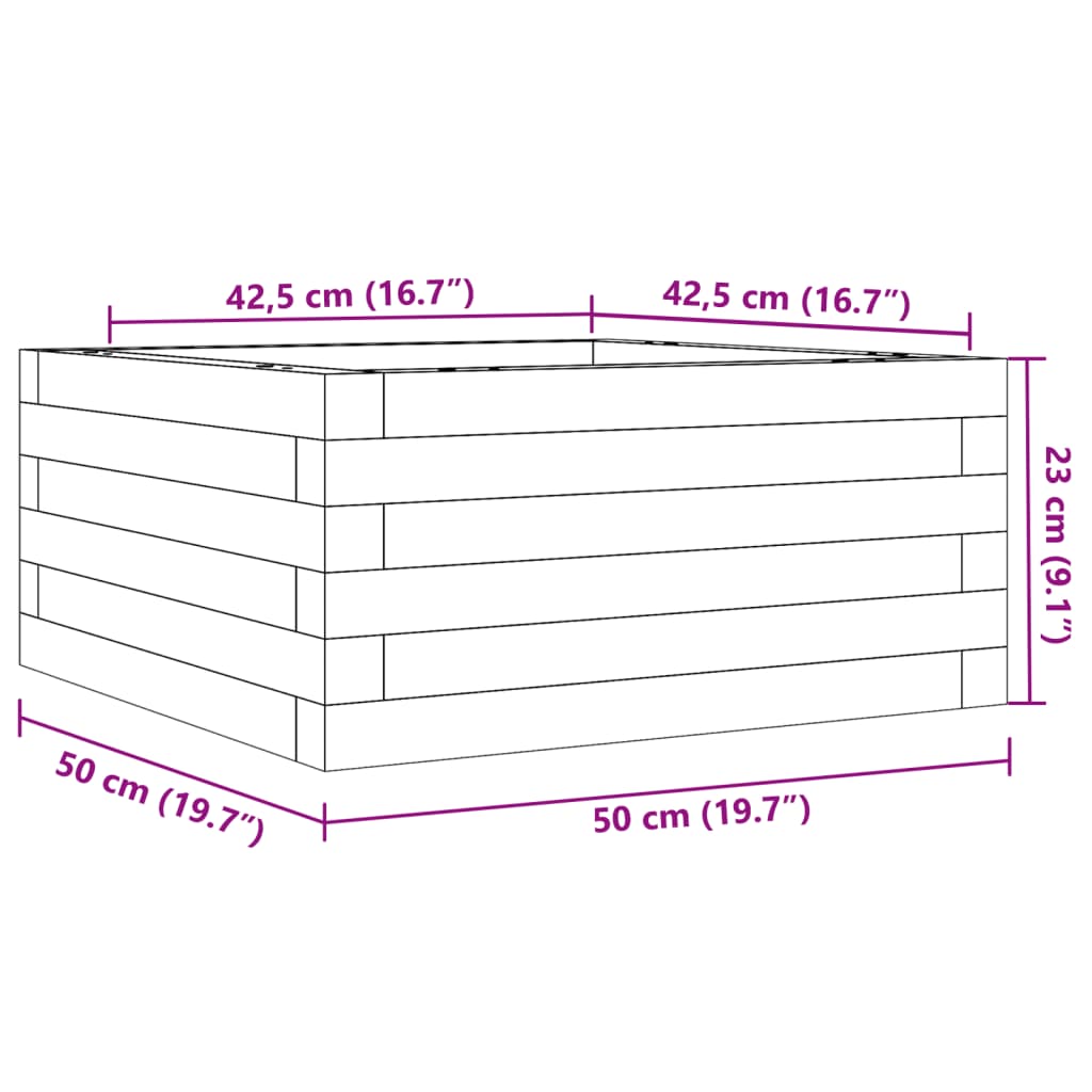 Plantekrukke voks brun 50x50x23 cm massivt fyrretræ