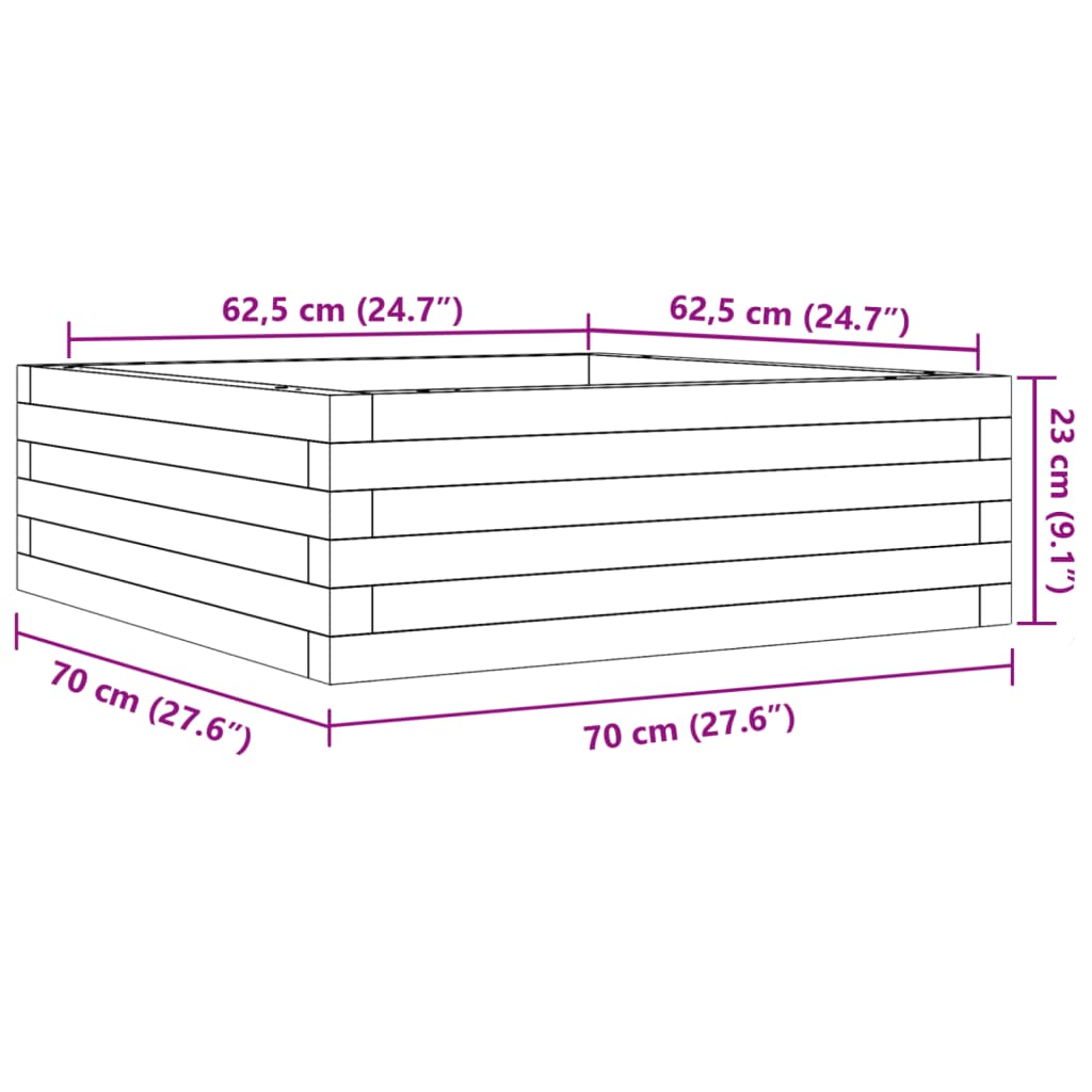 Plantekrukke Hvid 70x70x23 cm Massiv Fyrretræ