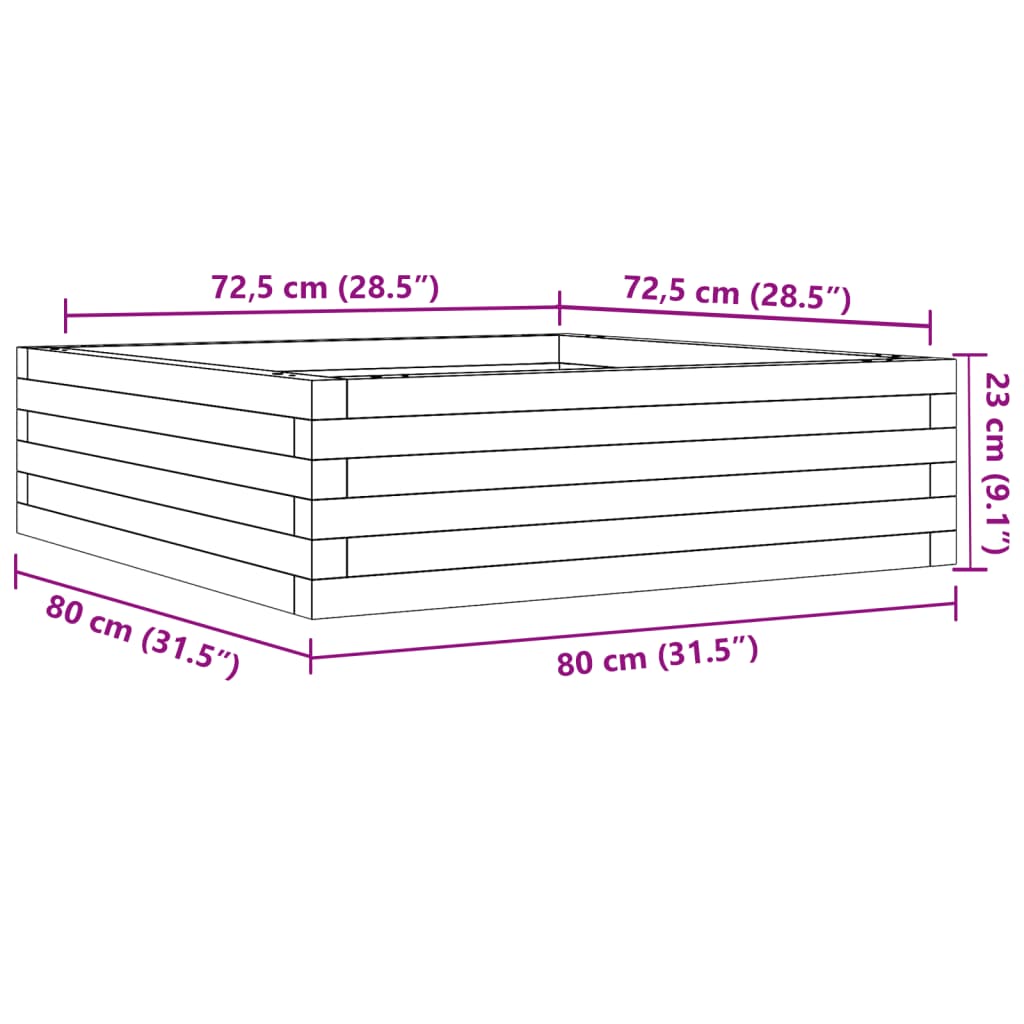 Plantekrukke voks brun 80x80x23 cm massivt fyrretræ